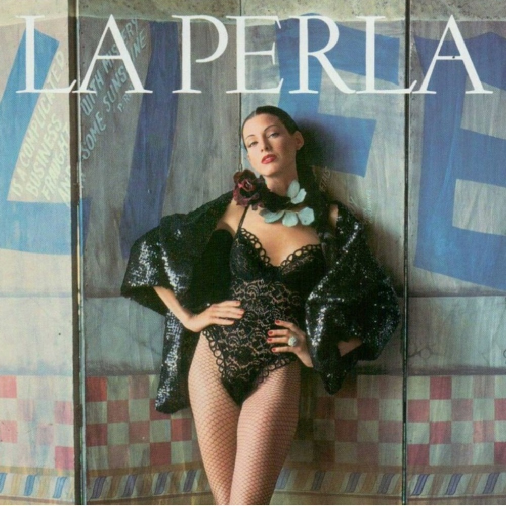 La Perla Documented collectors Black Lace Bodysuit with Fishnet Hosiery #021